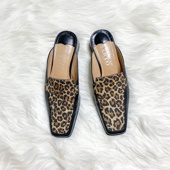 franco sarto animal print mules
